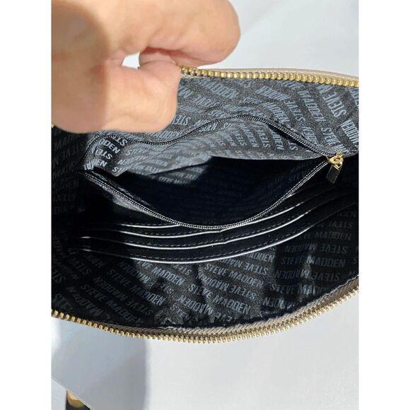 Steve Madden Women's Wrist Strap Clutch Bag Black, Pink and Tan - Picture 9 of 13